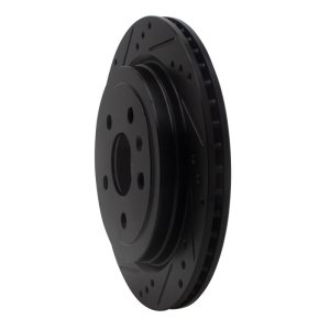 Cadillac CTS Brake Rotor (1) - Rear Left - R1 Concepts - Drilled & Slotted - Black - `08-`19